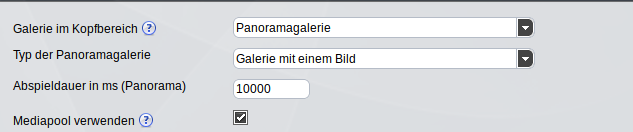 Panoramagalerie-Einstellungen Mediapool