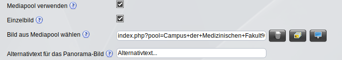 Panoramagalerie-Einstellungen - Mediapool Einzelbild